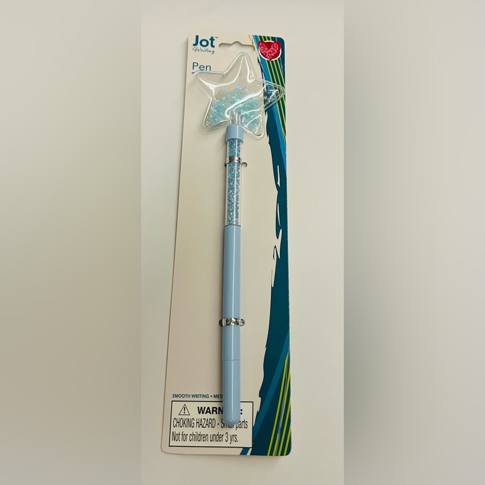 New Blue Jot Star Pen with Glitter